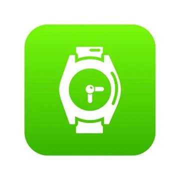 Hand watch icon green vector 스톡 일러스트