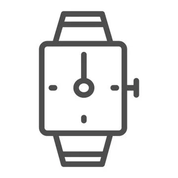 Hand watch line icon. Square wrist watch vector illustration isolated on white 스톡 일러스트