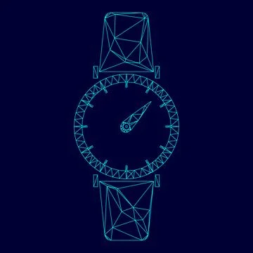 Hand watch low poly triangulation triangulated polygonal electric cyan blue v 스톡 일러스트