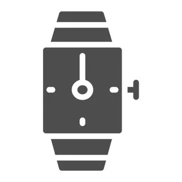 Hand watch solid icon. Square wrist watch vector illustration isolated on white 스톡 일러스트