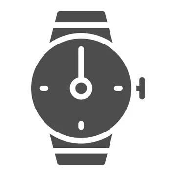Hand watch solid icon. Wrist watch vector illustration isolated on white. Round Stock Illustration
