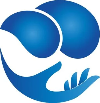Hand, water drops, drops, spa, logo Illustrazione stock