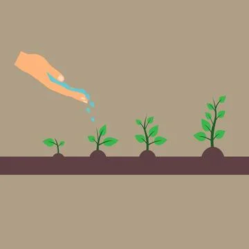 Hand watering plants Stock Illustration