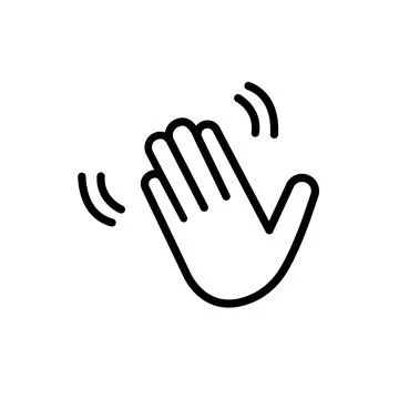 Hand wave waving hi, hello, bye or goodbye gesture line art vector icon for a Stock Illustration