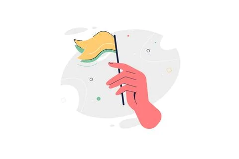Hand With Waving Flag Vector Design flat illustration. Business Stock Illustration
