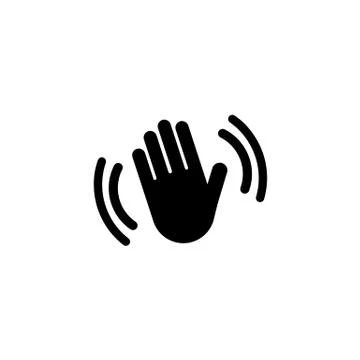 Hand waving hello, bye icon. Silhouette icon waving hand in black simple desi Stock Illustration