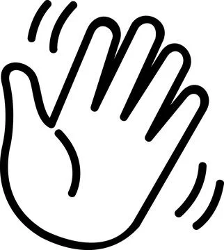 Hand waving hello goodbye line icon Stock Illustration