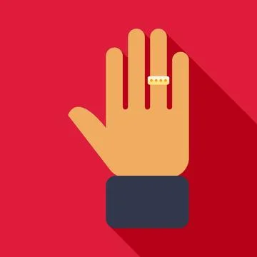 Hand wearing an engagement ring during a ceremony Stock Illustration