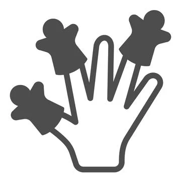 Hand wearing finger puppets solid icon, theater concept, puppet theatre vector イラスト素材