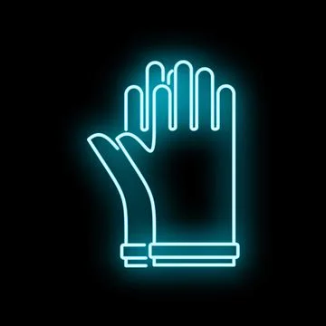 Hand wearing protective gloves neon line icon Ilustración de archivo