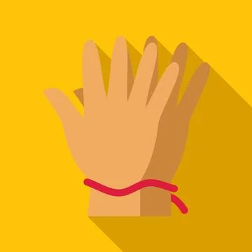 Hand wearing red string kabbalah bracelet for protection Stock Illustration