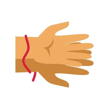 Hand wearing red string kabbalah bracelet for protection Stock Illustration