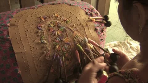 Hand Weaving Lace 10 스톡 동영상 19253033