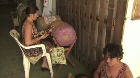 Hand Weaving Lace 5 Video stock 19251614