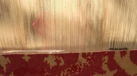 Hand Weaving Rug Techniques in India Stock Footage 10738146
