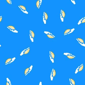 Hand wheat grain harvest vector seamless pattern Stock Illustration