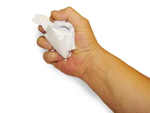 Hand, which squeezes the paper Stock Photos