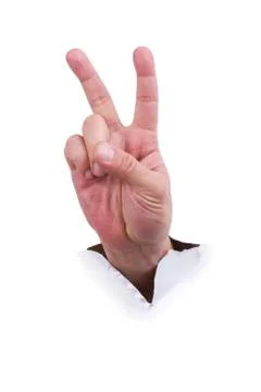 Hand on white close up Stock Photos