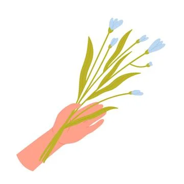 Hand with wild blue flowers Illustration