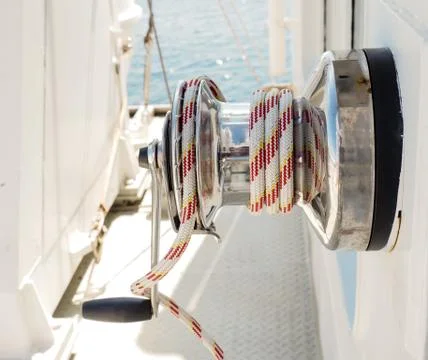 Hand winch with rope Stock Photos