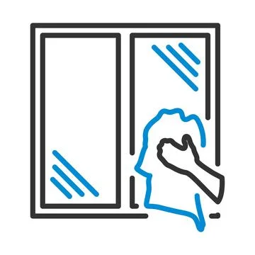 Hand Wiping Window Icon Stock Illustration