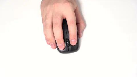 Hand with Wireless Computer Mouse Moves and Clicks Stock Footage 167551412