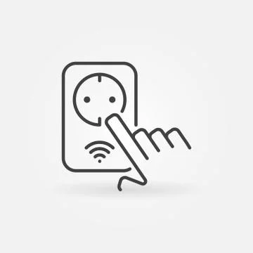 Hand with Wireless Smart Socket vector linear concept icon Stock Illustration