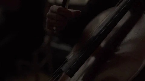 Hand of a woman playing the cello Stock Footage