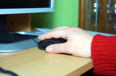  Hand at work with computer 스톡 사진