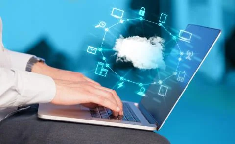 Hand working with a Cloud Computing diagram 写真素材