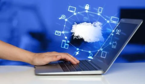 Hand working with a Cloud Computing diagram 스톡 사진