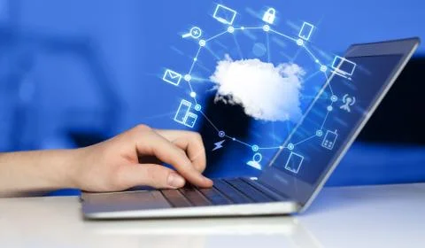 Hand working with a Cloud Computing diagram Foto stock