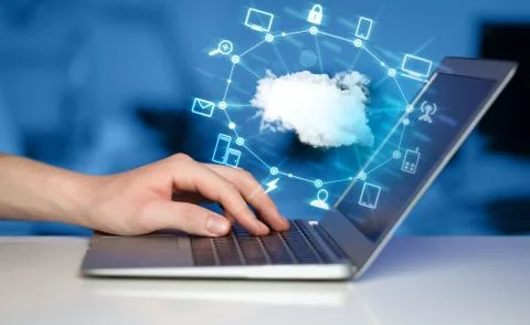 Hand working with a Cloud Computing diagram 写真素材