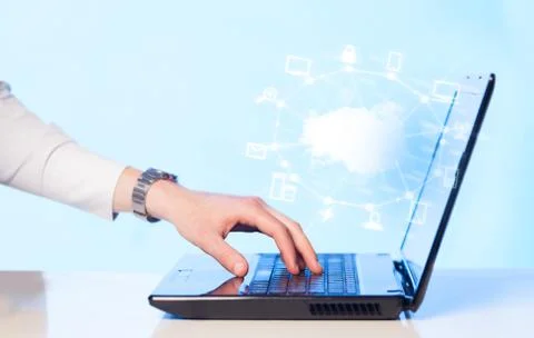 Hand working with a Cloud Computing diagram 写真素材