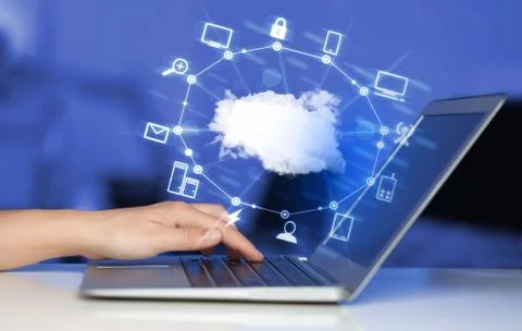 Hand working with a Cloud Computing diagram 写真素材