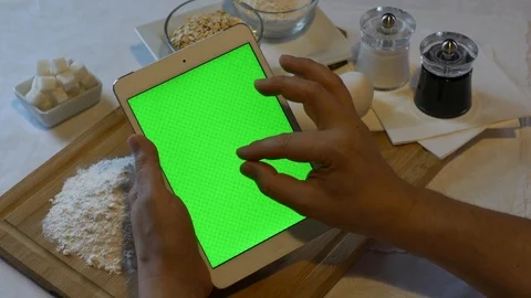 Hand working with iPad. Ready for post-production Stock Footage 91332535