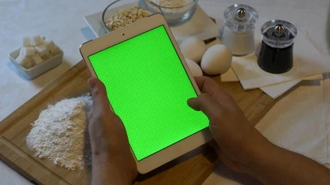 Hand working with iPad. Ready for post-production Stock Footage 91332537
