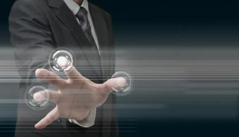 Hand working on modern technology Stock Illustration