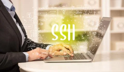 Hand working on new modern computer Stock Photos