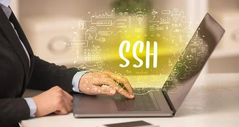 Hand working on new modern computer Stock Photos