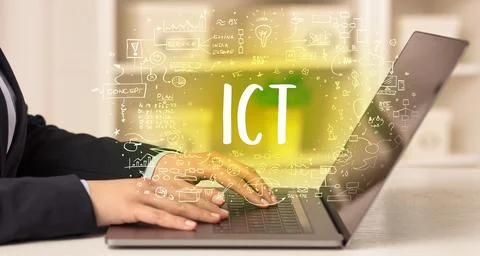 Hand working on new modern computer 스톡 사진