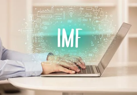 Hand working on new modern computer Foto stock