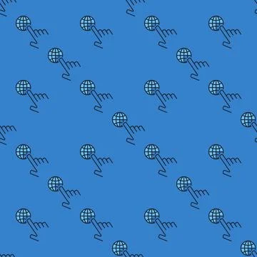 Hand with World vector Earth Globe blue seamless pattern Stock Illustration