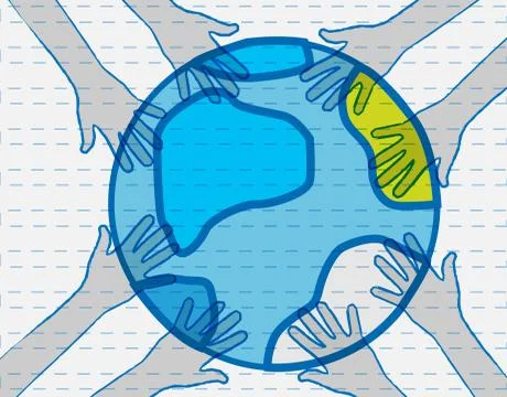 Hand world vector Illustrazione stock