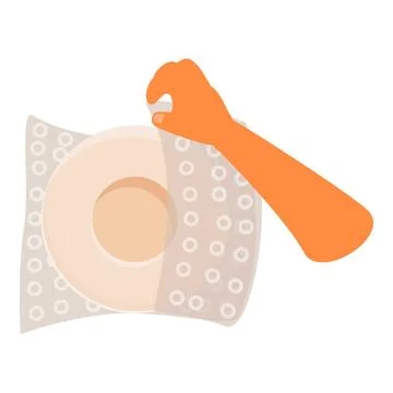 Hand wrapping summer hat in bubble wrap for storage or shipping 库存插图
