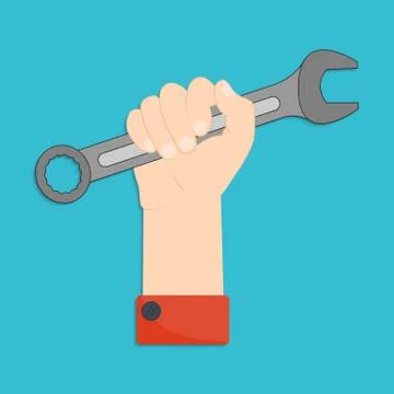 Hand with wrench Illustrazione stock