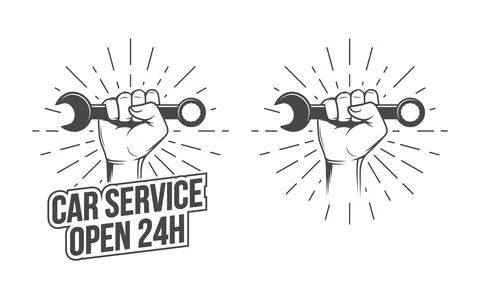 Hand With Wrench Stock Illustration