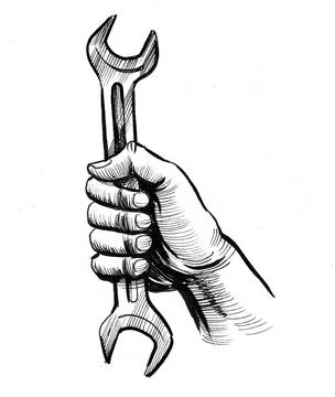 Hand with wrench Stock Illustration