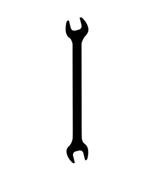 Hand wrench or spanner black icon, isolated on white background. Silhouette. Stock Illustration