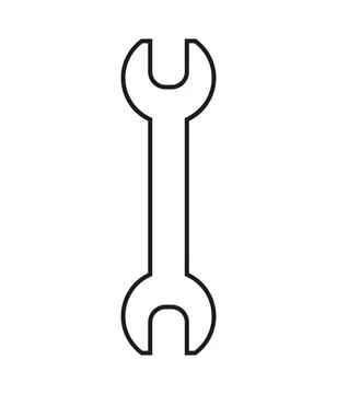 Hand wrench or spanner line black icon, isolated on white background. Stock Illustration